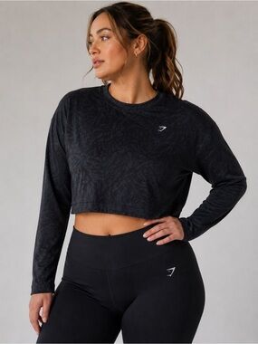 Gymshark Cropped Long Sleeve Athletic Top Performance Workout Shirt